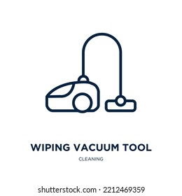 wiping vacuum tool icon from cleaning collection. Thin linear wiping vacuum tool, vacuum, brush outline icon isolated on white background. Line vector wiping vacuum tool sign, symbol for web and 
