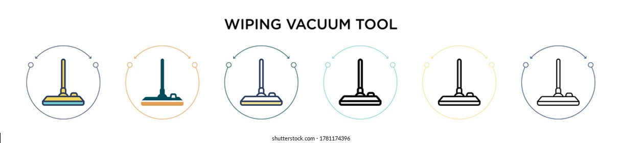 Wiping vacuum tool icon in filled, thin line, outline and stroke style. Vector illustration of two colored and black wiping vacuum tool vector icons designs can be used for mobile, ui, web