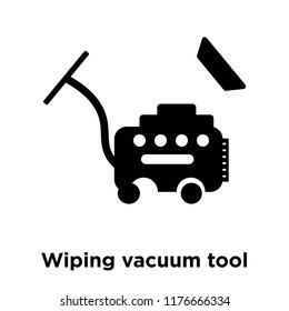 Wiping vacuum tool icon vector isolated on white background, logo concept of Wiping vacuum tool sign on transparent background, filled black symbol