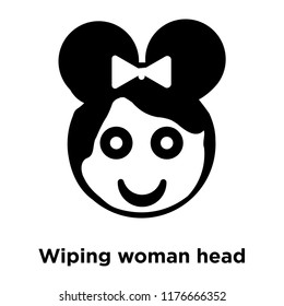 Wiping woman head icon vector isolated on white background, logo concept of Wiping woman head sign on transparent background, filled black symbol