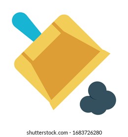 Wipping Dustpan Flat Icon Design Concept, Home and Office Cleaning Plastic Hand tool Vector with Waste Garbage,  Housekeeping Equipment on white background