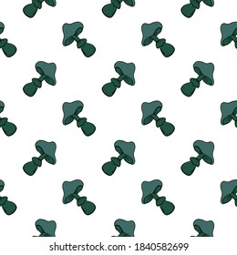 Wird green mushroom ,seamless pattern on white background.