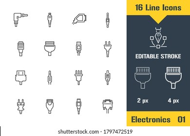 Wire Adapter Connector, Cable Plug. Thin line icon - Outline flat vector illustration. Editable stroke pictogram. Premium quality graphics concept for web, logo, branding, ui, ux design, infographics