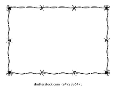 wire barb silhouette frame, rectangle shape, wire frame graphic art line