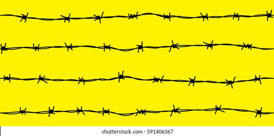 Wire barb vector fence seamless background