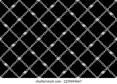 Wire, barbed fence wallpaper. Goth creepy aesthetic. Barbed wire seamless tileable section.A seamless tiling diamond chain link fence tile.