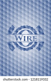 Wire blue badge with geometric background.