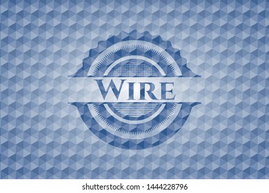 Wire blue emblem or badge with abstract geometric polygonal pattern background. Vector Illustration. Detailed.