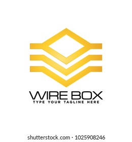 Wire Box logo icon line vector