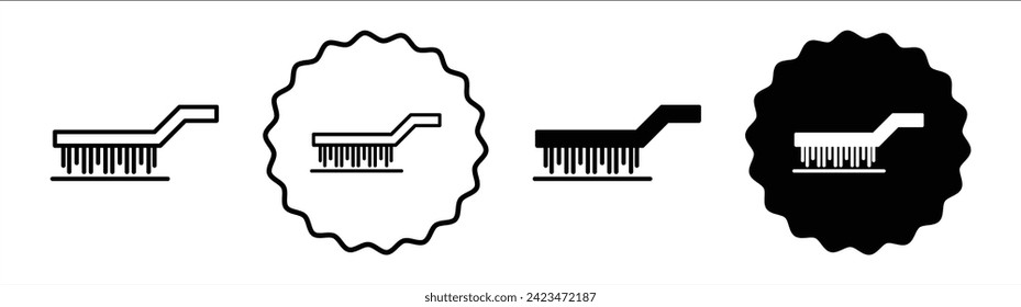 Wire brush set in black and white color. Wire brush simple flat icon vector