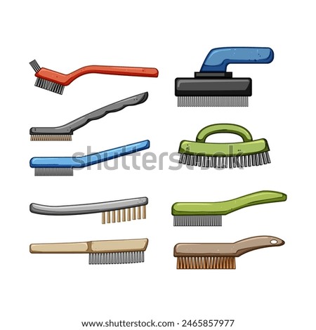 wire brush set cartoon. metal paint, pipe handle, grinder wool wire brush sign. isolated symbol vector illustration