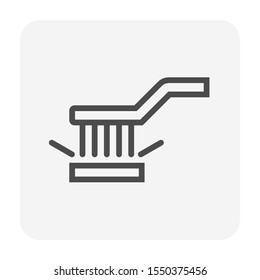 Wire brush vector icon. Device is handle tool consist of steel wire or bristle made from brass or stainless steel. For cleaning surface of wood, metal and steel to remove rust, paint and dirt.