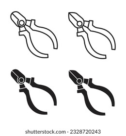 Wire or cable cutter icon set.