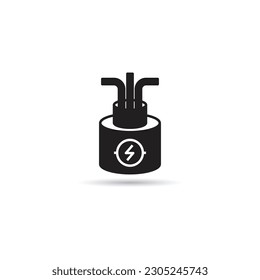 icono de cable y cable en fondo blanco