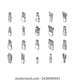 wire cable technology connection isometric icons set. electrical cord, network line, power communication, energy electric, internet supply wire cable technology connection color line