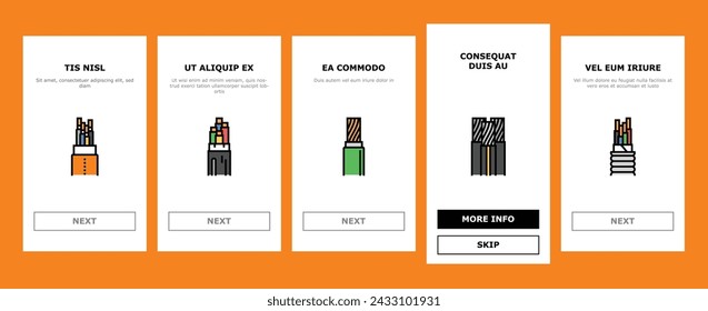 wire cable technology connection onboarding mobile vector. electrical cord, network line, power communication, energy electric, internet supply wire cable technology connection Illustration