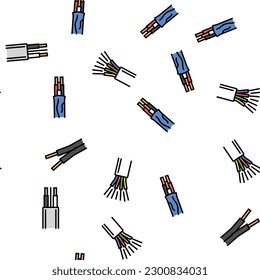wire cable technology connection vector seamless pattern thin line illustration