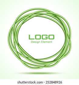 Wire circle logo. Green wire circular emblem. 