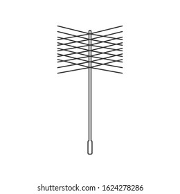 Wire cleaning brush icon as used for cleaning chimneys in vector line drawing