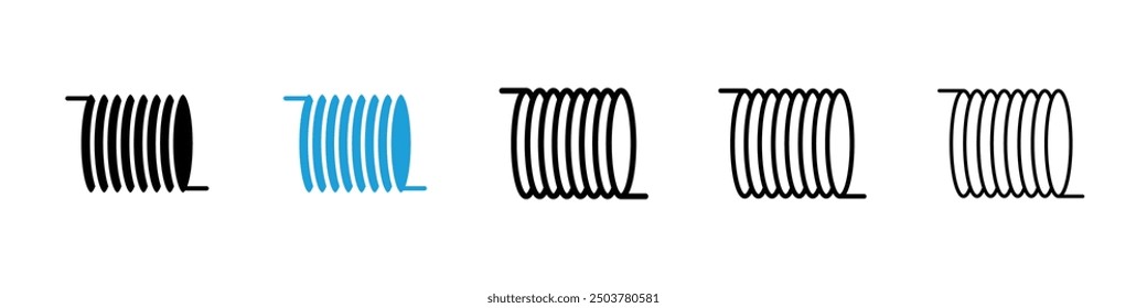 Wire coil icon in black and blue colors