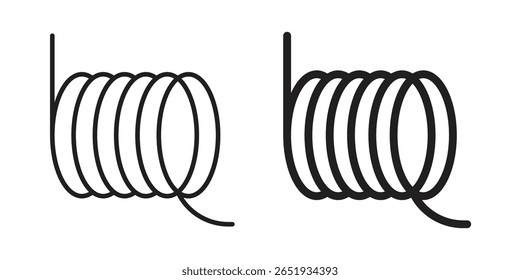 Wire coil icon. Flat and stroke versions. Graphic elements.