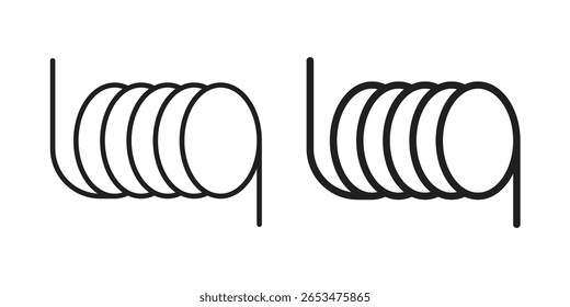 Ícone de bobina de arame, sinal vetorial de contorno, pictograma de estilo linear e sólido isolado no branco.