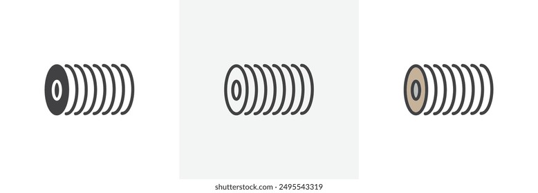 Wire coil icon symbol collection on white background.