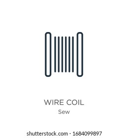 Wire coil icon. Thin linear wire coil outline icon isolated on white background from sew collection. Line vector sign, symbol for web and mobile