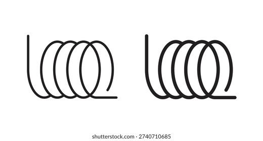 Wire coil icons in line stroke outline art and clip art