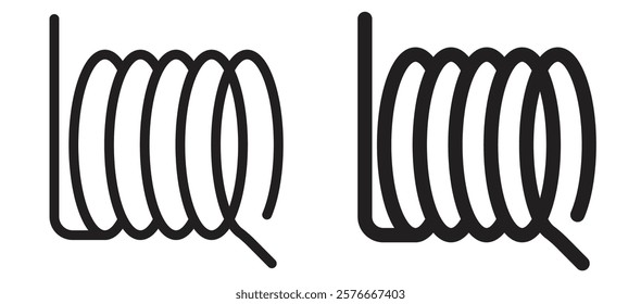 Wire coil icons in outline and stroke versions