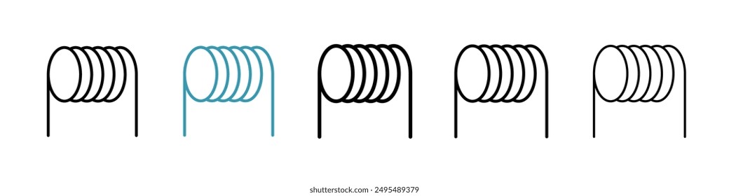 Wire coil line icon vector set.