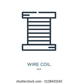 wire coil thin line icon. coil, equipment linear icons from sew concept isolated outline sign. Vector illustration symbol element for web design and apps.