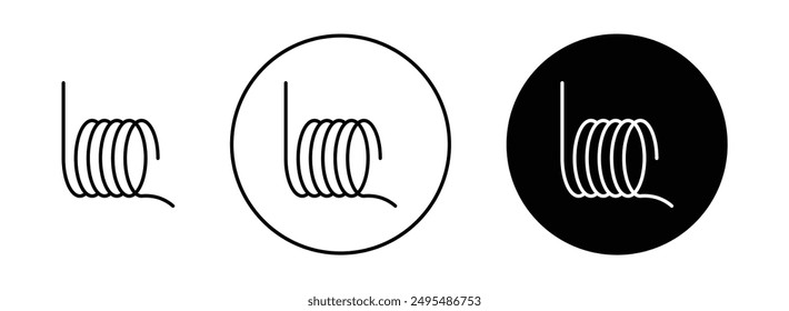 Wire coil thin line vector icon set.