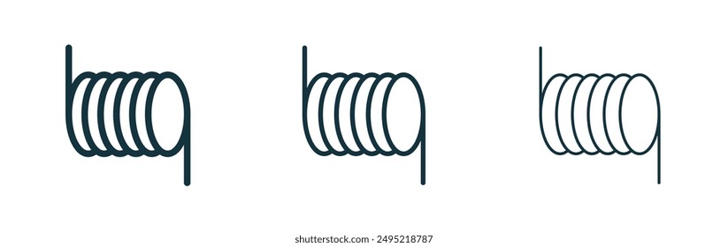 Wire coil vector icon set black filled and outlined style.