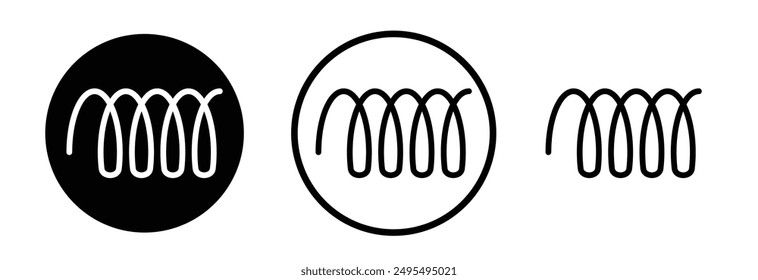 Wire coil vector icon set in black and white color.