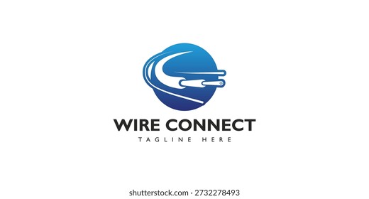  Wire connect electrical services logo, optic cable logo vector.