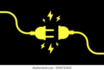 Illustration zur Kabelverbindung. Symbol zum Ausrichten. Silhouette Stil. Vektorgrafik.