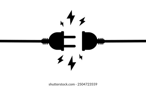Wire Connection Illustration. Snapping icon. Silhouette style. Vector illustration.