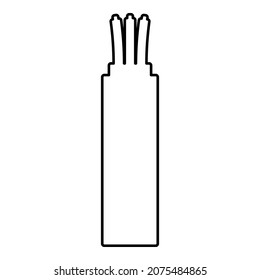 Wire Cord electrical cable curved power optical fibre contour outline icon black color vector illustration flat style simple image
