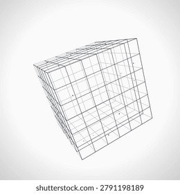 Wire Cube vector background with crisp scalable linework for microstock and commercial design projects.
