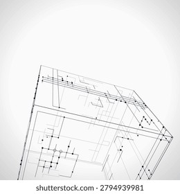 Wire Cube vector background with crisp scalable linework for microstock and commercial design projects.