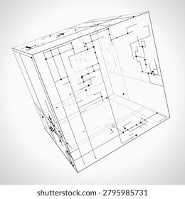 Wire Cube vector background with minimal abstract composition for microstock and commercial design projects.