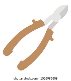 
Wire cutter, electrician instrument flat icon
