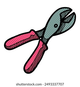 Wire cutter icon halftone color vector illustration
