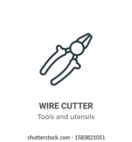 Wire cutter outline vector icon. Thin line black wire cutter icon, flat vector simple element illustration from editable tools and utensils concept isolated on white background