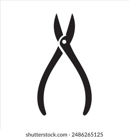 Wire cutter silhouette on white background. Wire cutter icon sign vector illustration design.