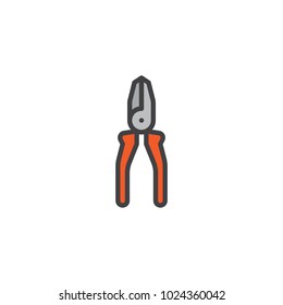 Wire cutters filled outline icon, line vector sign, linear colorful pictogram isolated on white. Pliers symbol, logo illustration. Pixel perfect vector graphics