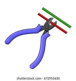 Wire Cutters with Red and Green Cables. Vector