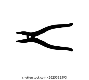 Wire Cutting Pliers Silhouette Vector Isolated on White