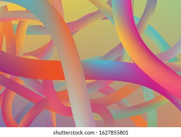 Wire Digital Pattern with Gradient Neon Cables. Colorful Flow Liquid in Future Design Style. Modern Dynamic Background in Trendy Colors. Minimal Abstract Curve Lines in Vibrant Color.